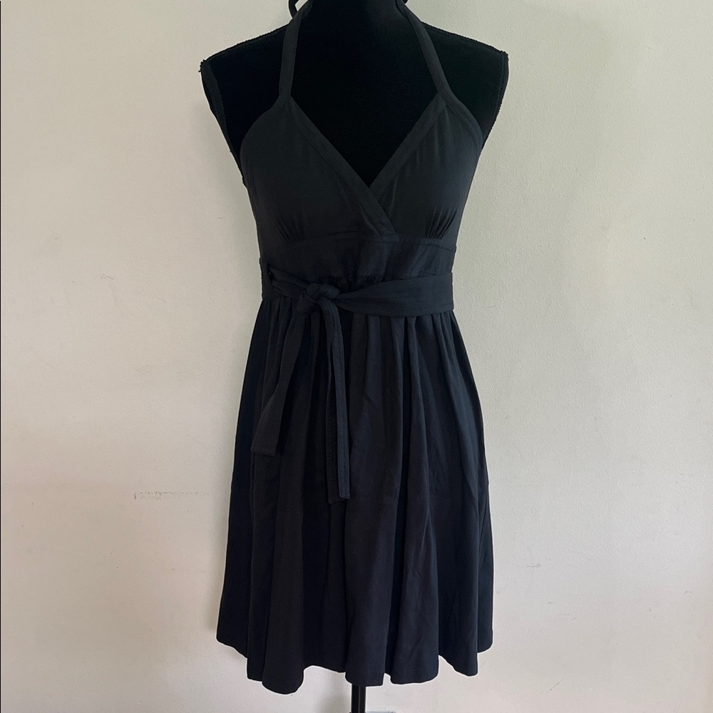 Theory Black Halter Mini Wrap Dress